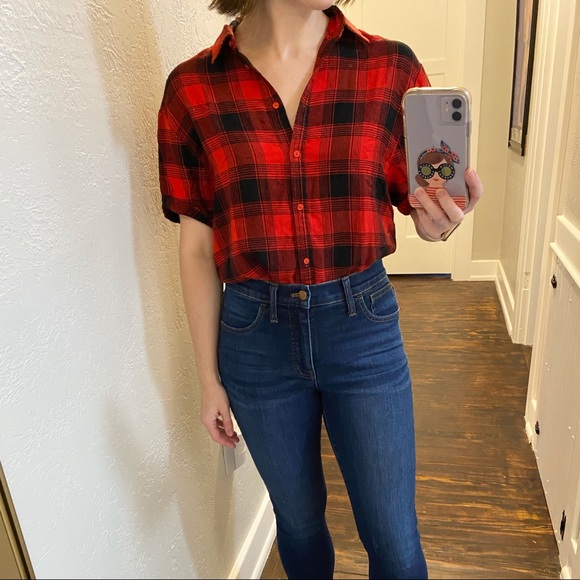🥳 HP 🥳 Express, flannel, short-sleeve shirt. - Picture 2 of 6